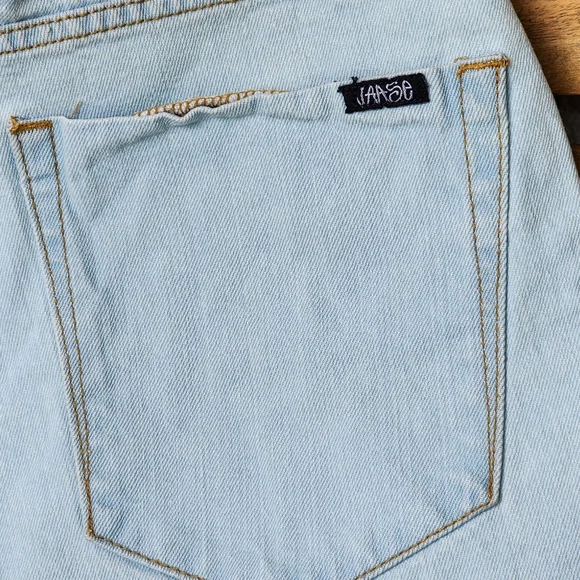 JAASE Marilyn Size 10/small ripped bleached blue denim shorts high waist - Picture 6 of 8